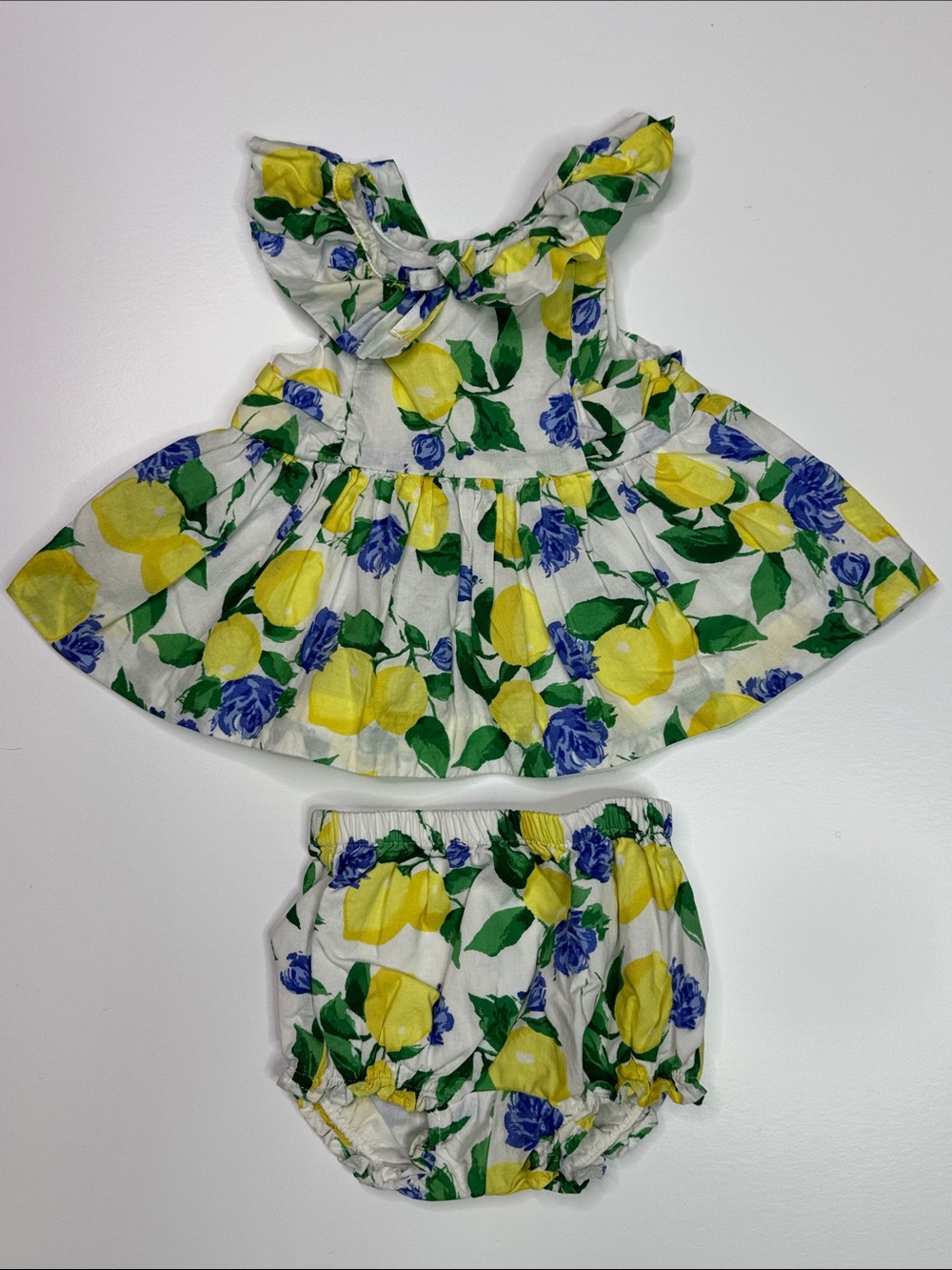 Jane And Jacke Lemon Sleeveless Ruffle Neck Two-Piece Set 3-6 Months
